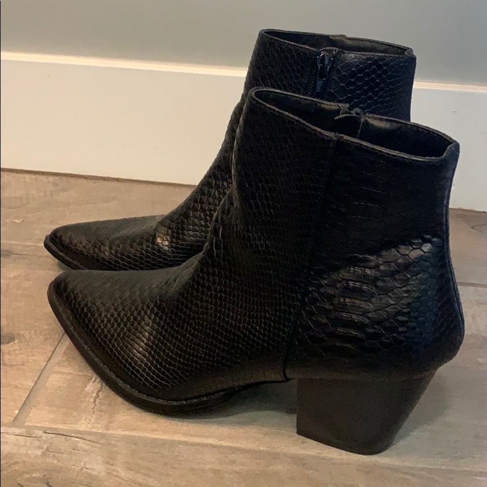 Black Snake Skin Booties
